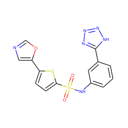 O=S(=O)(Nc1cccc(-c2nnn[nH]2)c1)c1ccc(-c2cnco2)s1 ZINC000114603603