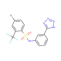 O=S(=O)(Nc1cccc(-c2nnn[nH]2)c1)c1ccc(Br)cc1C(F)(F)F ZINC000114604414