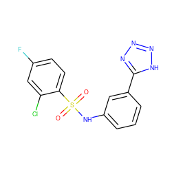 O=S(=O)(Nc1cccc(-c2nnn[nH]2)c1)c1ccc(F)cc1Cl ZINC000114604720