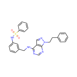 O=S(=O)(Nc1cccc(CNc2ncnc3c2cnn3CCc2ccccc2)c1)c1ccccc1 ZINC000103253390