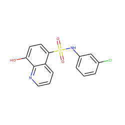 O=S(=O)(Nc1cccc(Cl)c1)c1ccc(O)c2ncccc12 ZINC001772593863