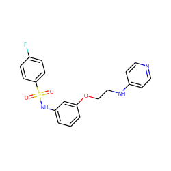 O=S(=O)(Nc1cccc(OCCNc2ccncc2)c1)c1ccc(F)cc1 ZINC000013494026