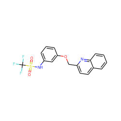 O=S(=O)(Nc1cccc(OCc2ccc3ccccc3n2)c1)C(F)(F)F ZINC000000538316