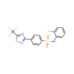 O=S(=O)(Nc1ccccc1Cl)c1ccc(-c2noc(C(F)(F)F)n2)cc1 ZINC000142882971