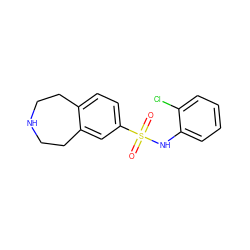 O=S(=O)(Nc1ccccc1Cl)c1ccc2c(c1)CCNCC2 ZINC000040422418