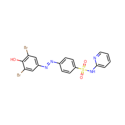 O=S(=O)(Nc1ccccn1)c1ccc(/N=N/c2cc(Br)c(O)c(Br)c2)cc1 ZINC000103279566