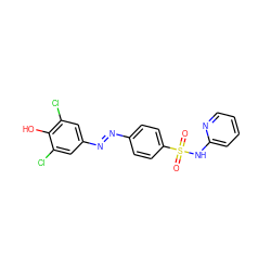 O=S(=O)(Nc1ccccn1)c1ccc(/N=N/c2cc(Cl)c(O)c(Cl)c2)cc1 ZINC000103283650