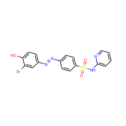 O=S(=O)(Nc1ccccn1)c1ccc(/N=N/c2ccc(O)c(Br)c2)cc1 ZINC000103278210