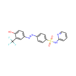 O=S(=O)(Nc1ccccn1)c1ccc(/N=N/c2ccc(O)c(C(F)(F)F)c2)cc1 ZINC000103279567