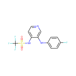 O=S(=O)(Nc1ccncc1Nc1ccc(F)cc1)C(F)(F)F ZINC000103267300