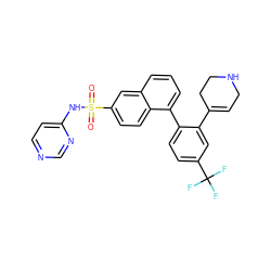 O=S(=O)(Nc1ccncn1)c1ccc2c(-c3ccc(C(F)(F)F)cc3C3=CCNCC3)cccc2c1 ZINC000206131903