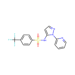 O=S(=O)(Nc1ccnn1-c1ccccn1)c1ccc(C(F)(F)F)cc1 ZINC000146201592