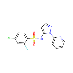 O=S(=O)(Nc1ccnn1-c1ccccn1)c1ccc(Cl)cc1F ZINC000146267743