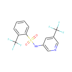 O=S(=O)(Nc1cncc(C(F)(F)F)c1)c1ccccc1C(F)(F)F ZINC000584597026