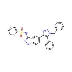 O=S(=O)(Nc1n[nH]c2ccc(-c3nnn(Cc4ccccc4)c3-c3ccccc3)cc12)c1ccccc1 ZINC000146948021