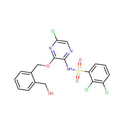 O=S(=O)(Nc1ncc(Cl)nc1OCc1ccccc1CO)c1cccc(Cl)c1Cl ZINC000003816610