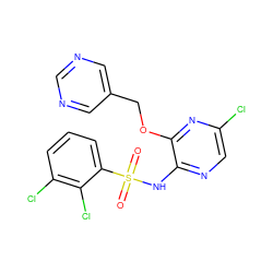 O=S(=O)(Nc1ncc(Cl)nc1OCc1cncnc1)c1cccc(Cl)c1Cl ZINC000116960434