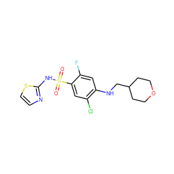 O=S(=O)(Nc1nccs1)c1cc(Cl)c(NCC2CCOCC2)cc1F ZINC001772601038