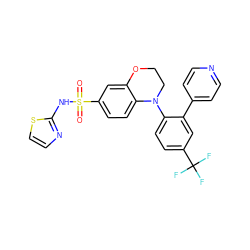 O=S(=O)(Nc1nccs1)c1ccc2c(c1)OCCN2c1ccc(C(F)(F)F)cc1-c1ccncc1 ZINC000205728748