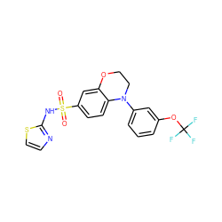 O=S(=O)(Nc1nccs1)c1ccc2c(c1)OCCN2c1cccc(OC(F)(F)F)c1 ZINC000220310517