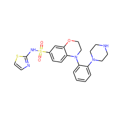 O=S(=O)(Nc1nccs1)c1ccc2c(c1)OCCN2c1ccccc1N1CCNCC1 ZINC001772586063