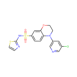 O=S(=O)(Nc1nccs1)c1ccc2c(c1)OCCN2c1cncc(Cl)c1 ZINC000220218335