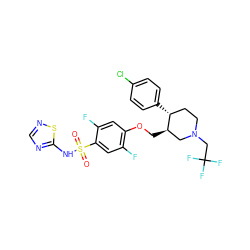 O=S(=O)(Nc1ncns1)c1cc(F)c(OC[C@@H]2CN(CC(F)(F)F)CC[C@H]2c2ccc(Cl)cc2)cc1F ZINC000220810532