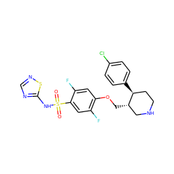 O=S(=O)(Nc1ncns1)c1cc(F)c(OC[C@H]2CNCC[C@@H]2c2ccc(Cl)cc2)cc1F ZINC000205497035