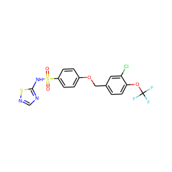 O=S(=O)(Nc1ncns1)c1ccc(OCc2ccc(OC(F)(F)F)c(Cl)c2)cc1 ZINC001501054823