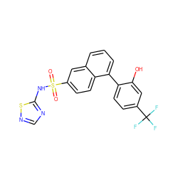 O=S(=O)(Nc1ncns1)c1ccc2c(-c3ccc(C(F)(F)F)cc3O)cccc2c1 ZINC000225118840