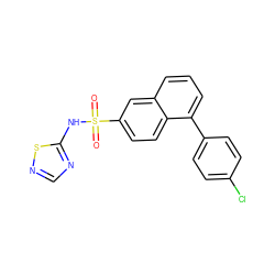 O=S(=O)(Nc1ncns1)c1ccc2c(-c3ccc(Cl)cc3)cccc2c1 ZINC000225117600