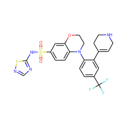 O=S(=O)(Nc1ncns1)c1ccc2c(c1)OCCN2c1ccc(C(F)(F)F)cc1C1=CCNCC1 ZINC000205308557