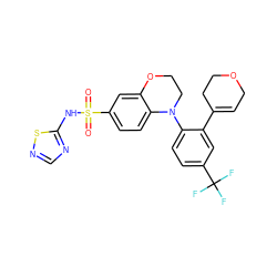 O=S(=O)(Nc1ncns1)c1ccc2c(c1)OCCN2c1ccc(C(F)(F)F)cc1C1=CCOCC1 ZINC000205738153