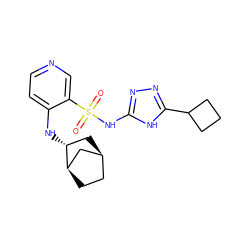 O=S(=O)(Nc1nnc(C2CCC2)[nH]1)c1cnccc1N[C@@H]1C[C@H]2CC[C@@H]1C2 ZINC000071317443