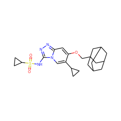 O=S(=O)(Nc1nnc2cc(OCC34CC5CC(CC(C5)C3)C4)c(C3CC3)cn12)C1CC1 ZINC000230815227