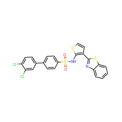 O=S(=O)(Nc1sccc1-c1nc2ccccc2s1)c1ccc(-c2ccc(Cl)c(Cl)c2)cc1 ZINC000043075662