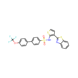 O=S(=O)(Nc1sccc1-c1nc2ccccc2s1)c1ccc(-c2ccc(OC(F)(F)F)cc2)cc1 ZINC000043121104