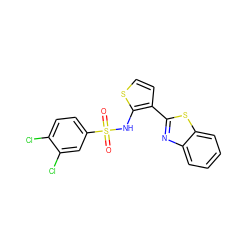 O=S(=O)(Nc1sccc1-c1nc2ccccc2s1)c1ccc(Cl)c(Cl)c1 ZINC000043120424