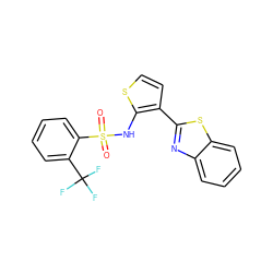 O=S(=O)(Nc1sccc1-c1nc2ccccc2s1)c1ccccc1C(F)(F)F ZINC000043014999