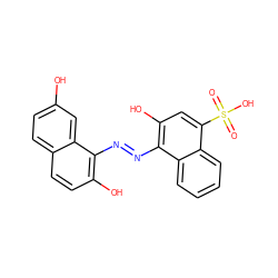 O=S(=O)(O)c1cc(O)c(/N=N/c2c(O)ccc3ccc(O)cc23)c2ccccc12 ZINC000013864570