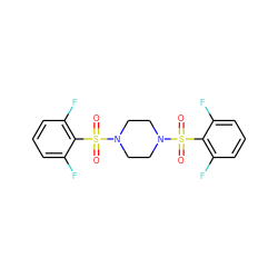 O=S(=O)(c1c(F)cccc1F)N1CCN(S(=O)(=O)c2c(F)cccc2F)CC1 ZINC000036379071