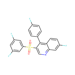 O=S(=O)(c1cc(F)cc(F)c1)c1cnc2cc(F)ccc2c1-c1ccc(F)cc1 ZINC000067335413