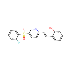 O=S(=O)(c1ccc(/C=C/c2ccccc2O)nc1)c1ccccc1F ZINC000028889333