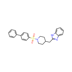 O=S(=O)(c1ccc(-c2ccccc2)cc1)N1CCC(Cc2nc3ccccc3[nH]2)CC1 ZINC000040897481