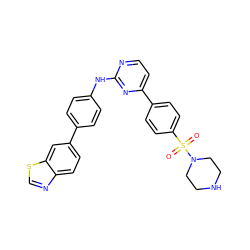 O=S(=O)(c1ccc(-c2ccnc(Nc3ccc(-c4ccc5ncsc5c4)cc3)n2)cc1)N1CCNCC1 ZINC000027331343