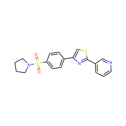 O=S(=O)(c1ccc(-c2csc(-c3cccnc3)n2)cc1)N1CCCC1 ZINC000000702516