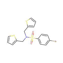 O=S(=O)(c1ccc(Br)cc1)N(Cc1cccs1)Cc1cccs1 ZINC000020001033