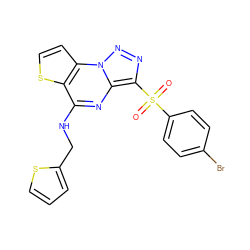 O=S(=O)(c1ccc(Br)cc1)c1nnn2c1nc(NCc1cccs1)c1sccc12 ZINC000008589516