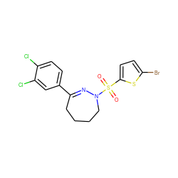 O=S(=O)(c1ccc(Br)s1)N1CCCCC(c2ccc(Cl)c(Cl)c2)=N1 ZINC000034875245