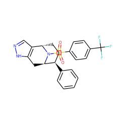 O=S(=O)(c1ccc(C(F)(F)F)cc1)N1[C@H]2CC[C@@H](c3ccccc3)[C@H]1Cc1[nH]ncc12 ZINC000102082576